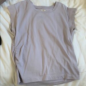 Madewell Purple Boxy Top with Flutter Sleeves